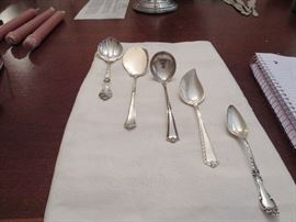 Sterling Silver Spoons, Alvin, Wallace, SSMC, Baird North Co, Gravy, Jelly, Grapefruit and Sugar Spoon