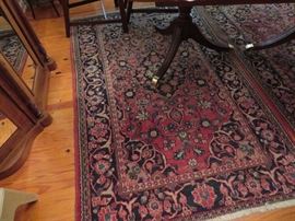 Oriental Handmade Rug, Semi Antique Persian Lilihan Rug, Also Called Hamadan Oriental Rug, Black Border With Warm Colors