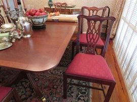 Set of 6 Upholstered Georgian Chippendale Side Chairs, Mahogany