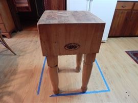 Butcher Block Table by Brankstone Cooper, 18 Inch, Carved Legs