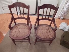 Victorian Cain Bottom Chairs, Set of 5, Bentwood on Sides, Spindle Foot Rails
