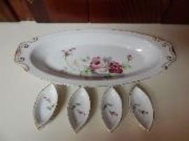 Occupied Japan Fish Platter with Condiment Bowls