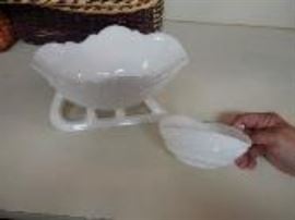 Westmoreland Milk Glass Sleigh and Fostoria Nut Dish