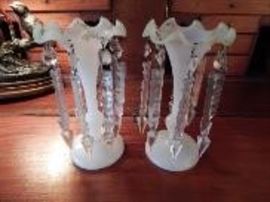 Hand Blown Victorian Lustre Vases