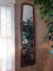 Chinas Erie Painting on Wood by Friedman Brothers Walnut Framed Pair of Mirrors