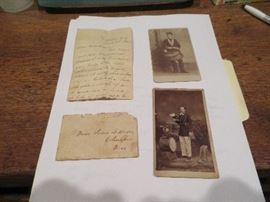 Union City, Tennessee Document--Confederate love letter with two pictures of soldiers written by a Mississippi soldier in Union City “going to get Lincoln’s head” in the letter. Documents are an outstanding set of Confederate artifacts.