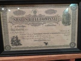 Sharps Rifle Company Stock Certificate--1870"s