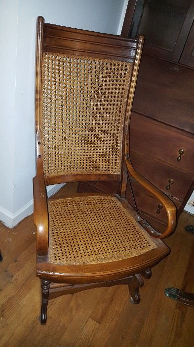 Antique cane seat and back rocking chair