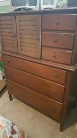 Gentlemans chest ..part of 5 piece bedroom suite including bed, dresser, mirror and end table