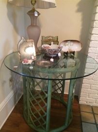 Nice Vintage glass top rattan table