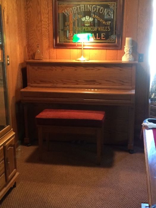 Young Chang Professional Upright Piano and Vintage Pub Mirrors