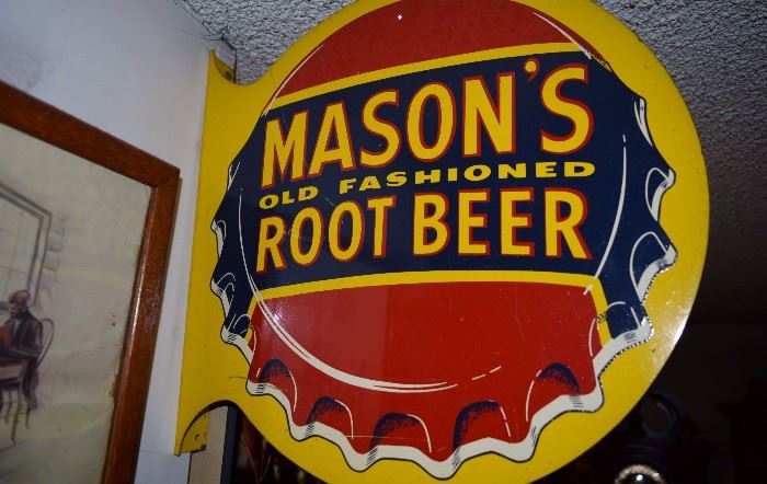 Great Masons bottle cap root beer sign