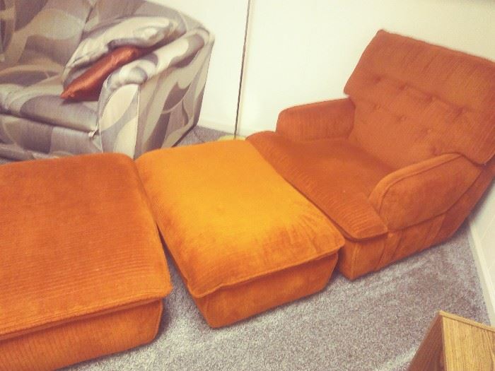 Set of (2) matching Lounge Chairs with Ottamans