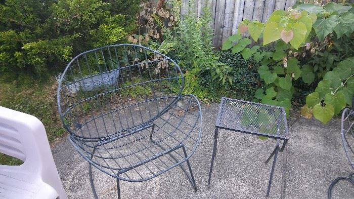Wire Framed Chairs w/ Cushions (shown on Patio Table).
