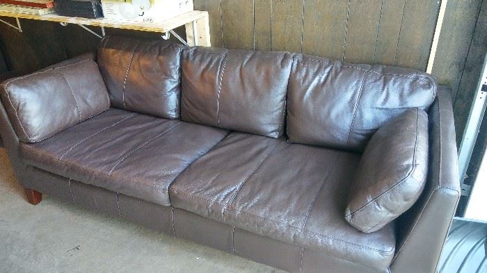 Leather style Sofa w/ Love Seat style chair & Ottaman