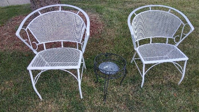 Expanded metal Chairs & Plant Stand
