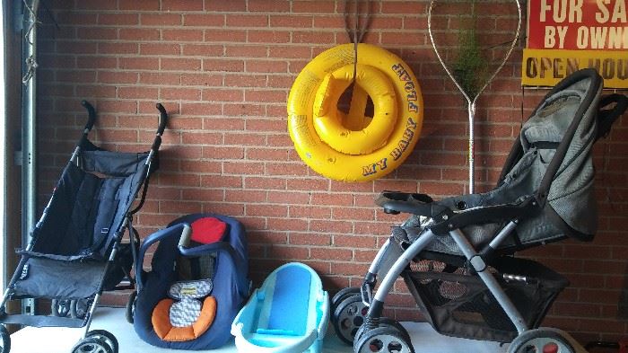 Strollers, Infant Bath & Carrying Seat & Float y (on wall)