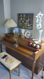 Spinet Piano & bench, Ornamental Plates and more
