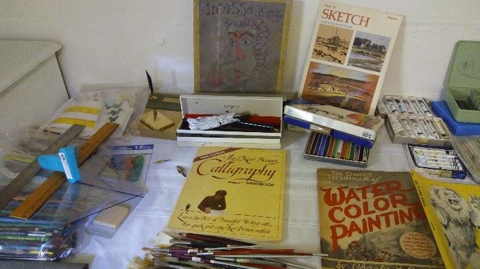 Books on Calligraphy, Sketching, Water Color, & Art Supplies
