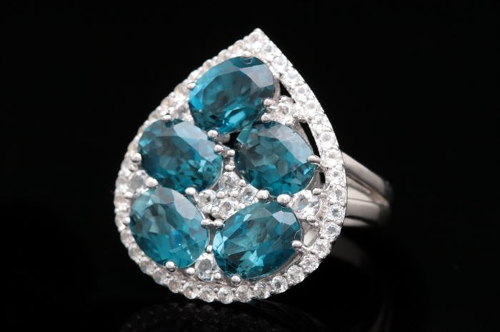 Robert Manse Sterling Silver, London Blue, and White Topaz Ring
