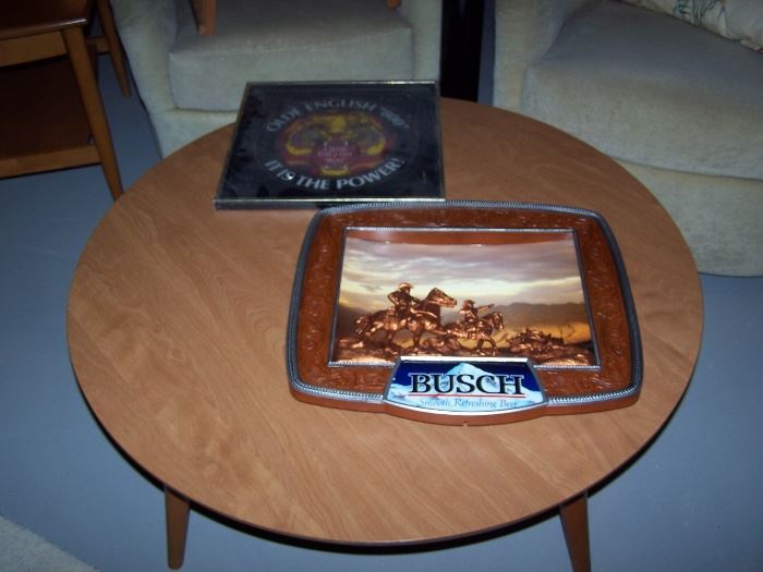 Conant Ball Coffee Table  - Busch Beer Sign and Olde English 800 Beer sign