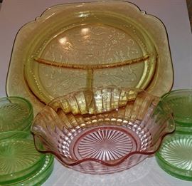 Yellow depression glass grill plate