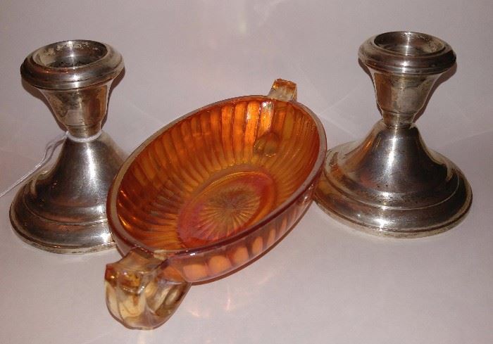 Weighted sterling silver candle holders pair