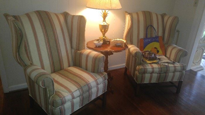 Pair of Sheraton upholstered chairs