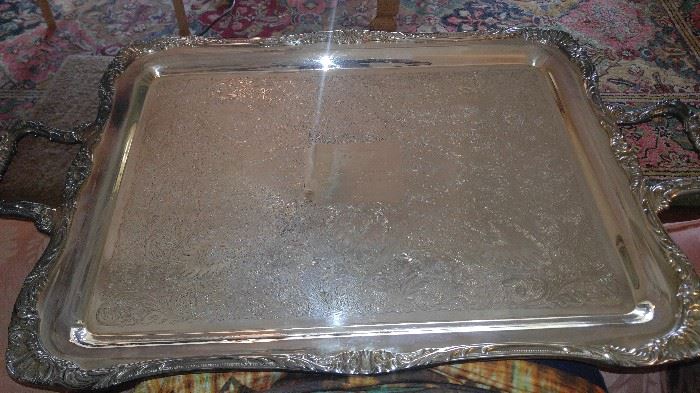 Sterling plated tray very large