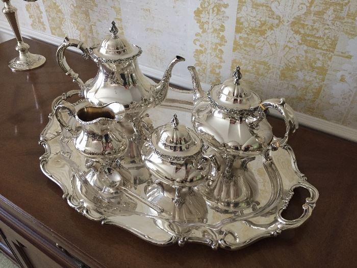 STERLING COFFEE/TEA SET AND TRAY