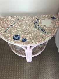 China topped end tables x2
