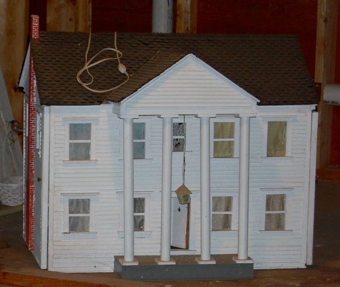 NOT A REAL HOUSE, BUT CLOSE.  LIGHTED FURNISHED DOLL HOUSE
