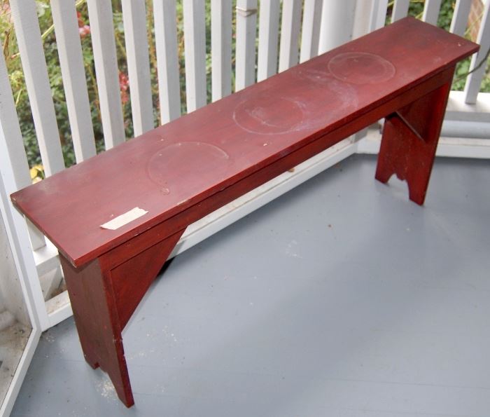 WE HAVE TWO OF THESE GREAT RED BENCHES