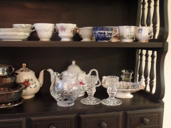 Crystal and china cups/saucers
