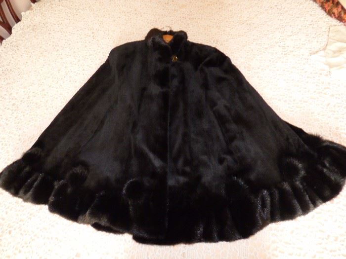 Sheared Dyed Black Mink Cape from Denmark.  Originally priced at $6400.  Asking $1250 or best offer approved by owner.  You have to see this to believe it...