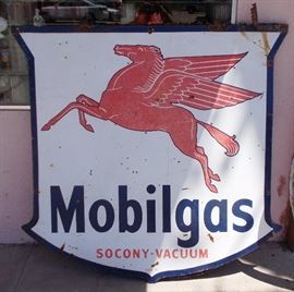 1951 Mobil Oil Pegasus 2-Sided Porcelain Sign