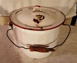 Enamel Bucket w/ Bail (This bucket also has a lid.)