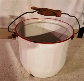Enamel Bucket w/ Bail (This bucket also has a lid.)