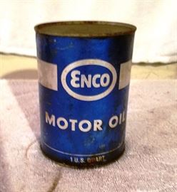 Vintage Enco Paper / Cardboard Motor Oil Can / Unopened