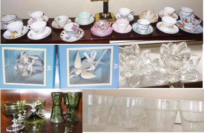 Tea Cup collection, vintage Ohio glass, pretty candle holders, vintage punch cups