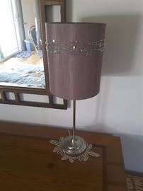 Decorative Lamp with beads and doilie, this is a second lamp, there are 2 of these lamps. Lamps are from Pier One.