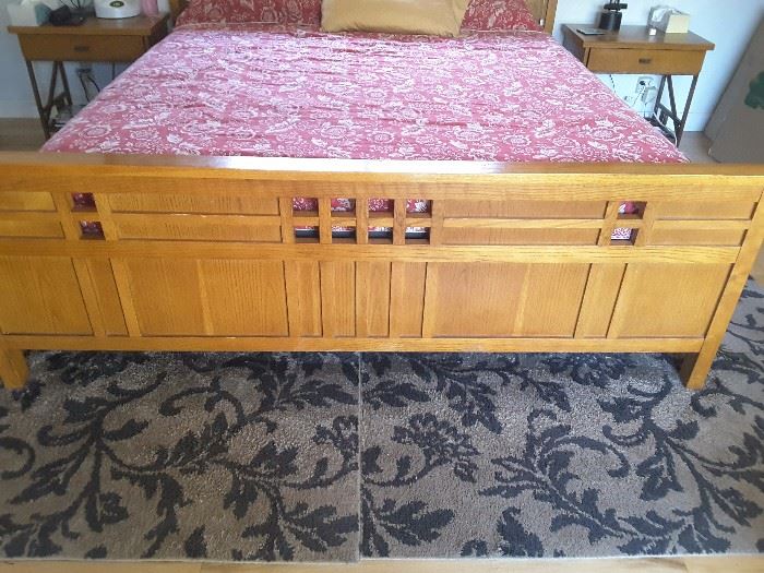 Close up of Cal King Oak Bedroom Furniture. 1992 from Macy's.
