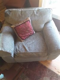 Pottery Barn Arm Chair - matching the couch with embroidered red silk pillow. 2001.