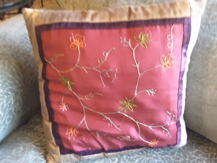 Red Silk Flower Pillow.