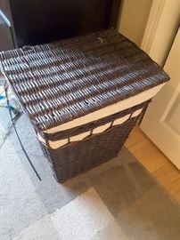 Woven Dark Brown Laundry Basket with Lining.