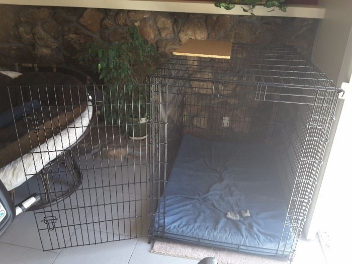 View of Oversized Dog Crate. This is for a very large dog such as an Irish Wolfshound or Saint Bernard. The cushions are not for sale.