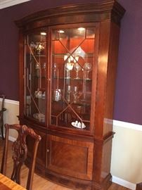 Bowfront Mohagany china cabinet. W 54.5 x D 19.5 x H 88. Influenced by late 19th Century style. 