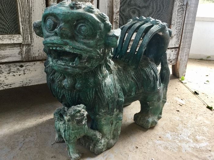 Incredible! Concrete Foo Dogs. There are TWO! 