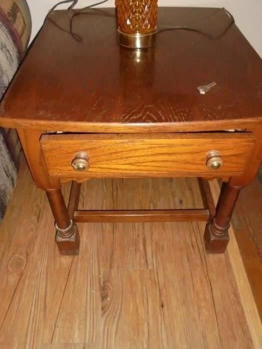 1 of 2 Broyhill oak end tables