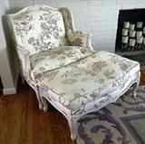 Custom Upholstered Arm Chair and Ottoman